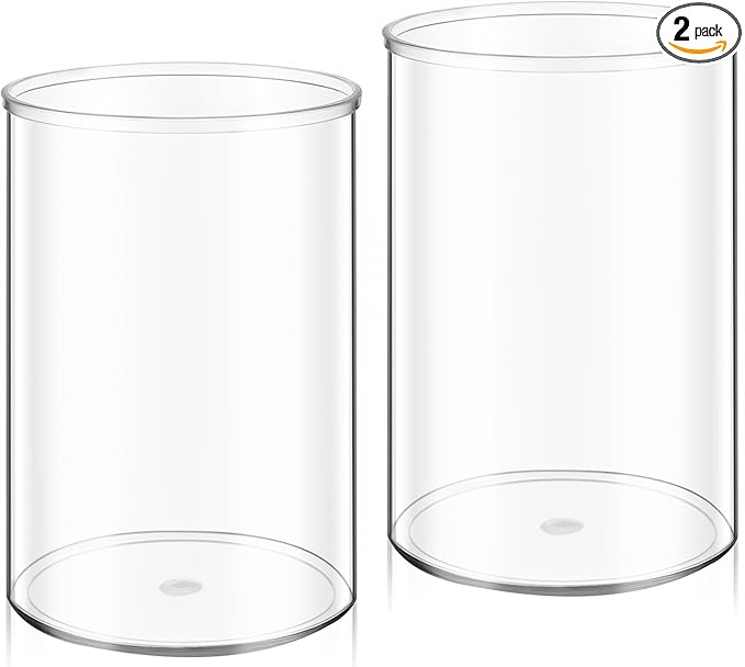 Psiriol 2 PCS Round Acrylic Pen Holder, Cylinder Container Organizer, Pencil Holders, Clear Round Makeup Brush Holder, Des...