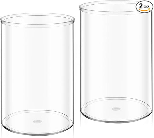 Psiriol 2 PCS Round Acrylic Pen Holder, Cylinder Container Organizer, Pencil Holders, Clear Round Makeup Brush Holder, Des...
