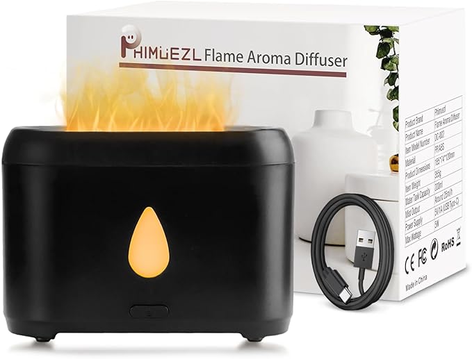 Flame Diffuser for Essential Oils, 200ml Ultrasonic Aroma Diffusers with Cool Mist, Aromatherapy Diffuser with Auto-Off Pr...