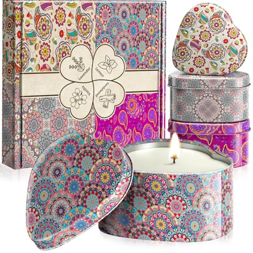 WarmEmbrace Scented Candles, 4 Pack Candles for Women, Candle Set 4 Different Scents, Natural Ingredients Soy Candle for H...