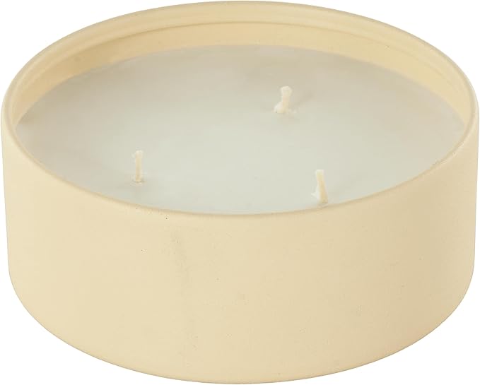 Deco 79 Metal Decorative Candle Rose Blossom & Sandalwood Scented Textured 22oz 3 Wick Aromatherapy Candle with White Wax,...