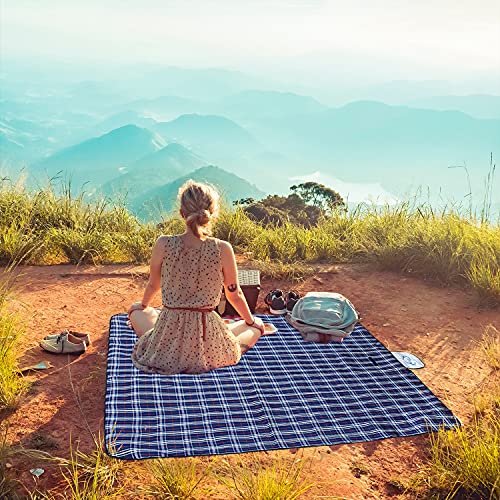 Wind Tour Waterproof Picnic Blanket with Carry Strap - Foldable Sandproof Outdoor Mat for Camping, Beach, Park - 59" x 7...
