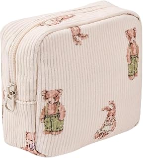 MZLUWM Small Makeup Bag for Purse,Corduroy Cute Cosmetic bag for Purse,Portable Mini Makeup Bag,Travel Toiletry Small Make...