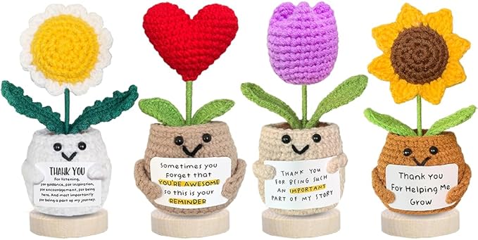 Teacher Appreciation Gifts,Emotional Support Crochet Sunflower Flowers Plants, Thank You for Helping Me Grow, Thank You Gi...
