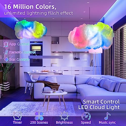 Cloud LED Lights for Bedroom - DIY Aesthetic Mood Light, Music Sync App Control Wall Light, 3D Ceiling Lamp Color Changing...