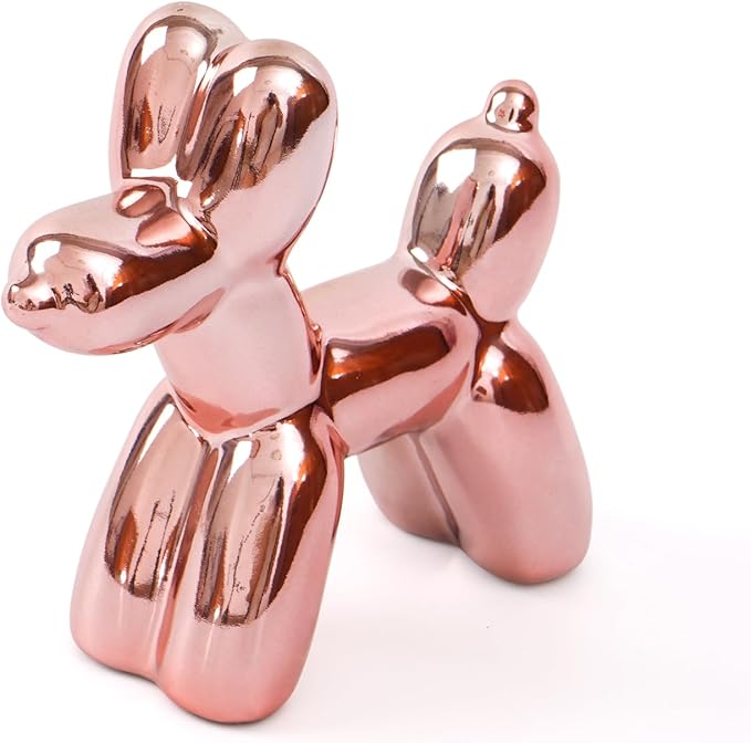 Notakia Cute Ceramics Pink Balloon Dog Statue Crafts Living Room Desktop Decorations,Handmade Modern Small Ceramic Animal ...