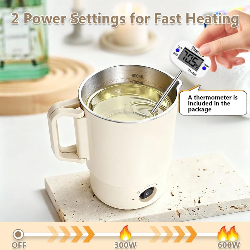 didforu Electric Wax Melting Pot Kit with Thermometer, 800ML Wax Melter for Candle Making, Adjustable Temperature Wax Warm...