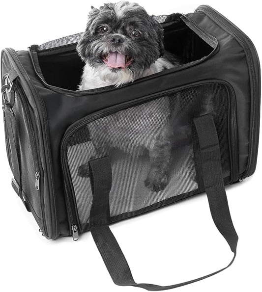17.5" Pet Travel Carrier Bag - Collapsible Cat & Dog Carrier - Breathable, Durable & Spacious - Fits Small and Medium Pets...