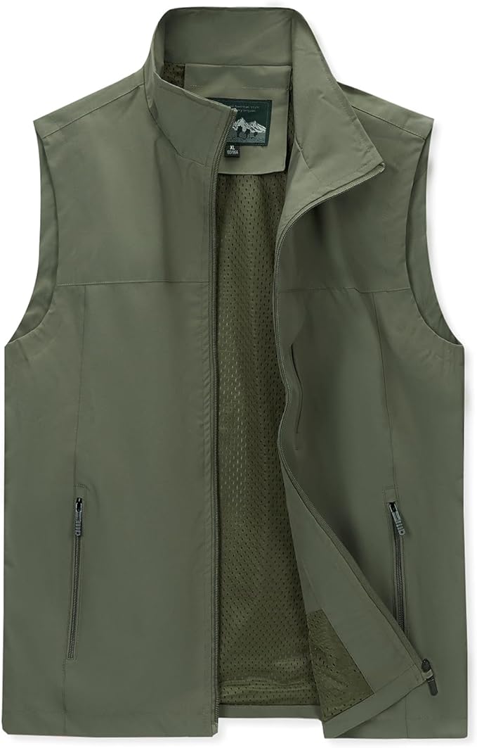 MANLUODANNI Men's Lightweight Vest Sleeveless Outdoor Work Jacket for Travel Hiking Running