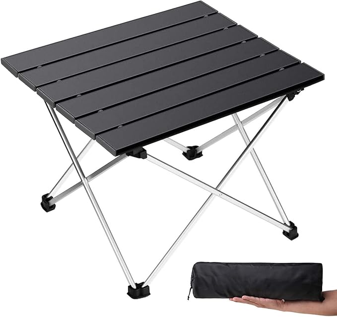 Grope Portable Camping Table with Aluminum Table Top, Folding Beach Table Easy to Carry, Prefect for Outdoor, Picnic, BBQ,...