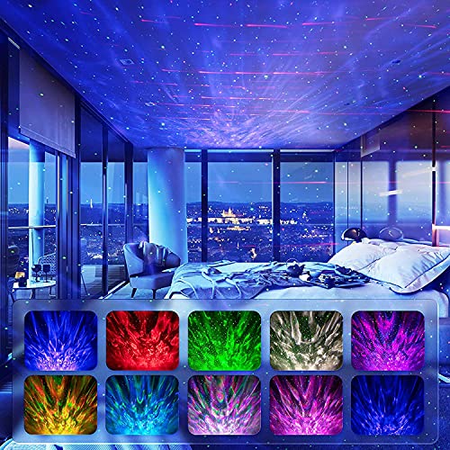 Elec3 Galaxy Projector for Bedroom, Ocean Light Projector with Bluetooth Speaker and RC Water Wave Lamp Northern Night Lig...