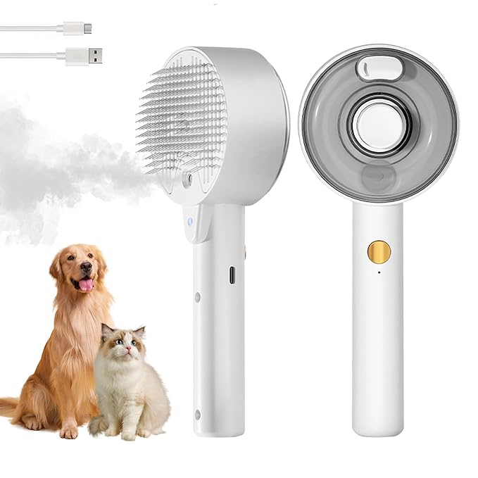 Cat Steam Brush,Cat Brushes for Indoor Cats, 4 In 1Spritz Spray Defur Comb, Cloud Care Shedding Control, Pet Grooming Brus...
