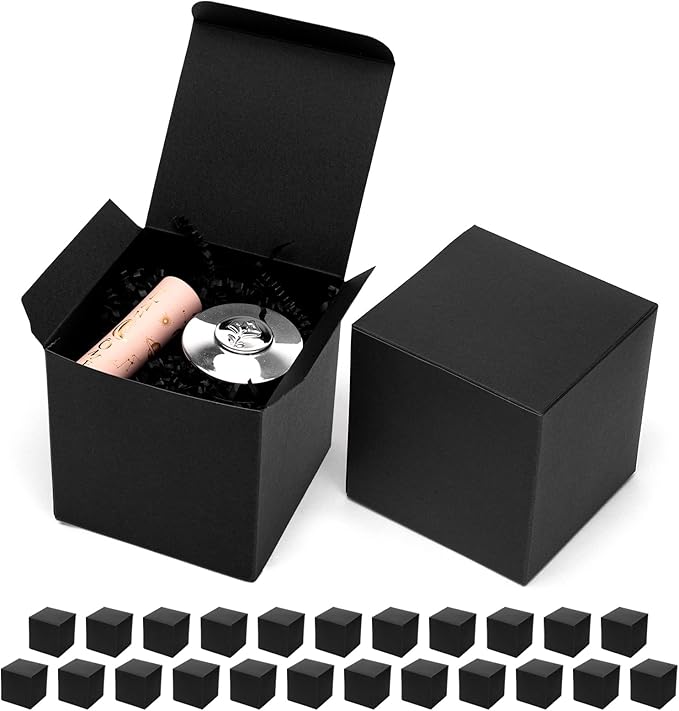 Mcfleet Black Gift Boxes with Lids 4x4x4 Inches 25 Pack Groomsmen Proposal Cardboard Craft Gift Box for Christmas, Weddin...