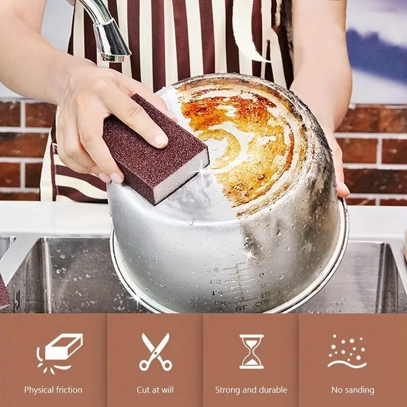 1pc Emery Magic Wipe Sponge, Pot Bottom Cleaning Descaling lron Rust Removal Dishwashing, Scouring Pads, Power Decontamina...