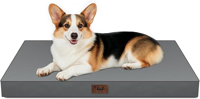 Tail Stories Outdoor Orthopedic Dog Bed, Waterproof Dog Bed for Large Dogs 36x27 Inch, Egg Crate Foam Pet Mat with Washabl...