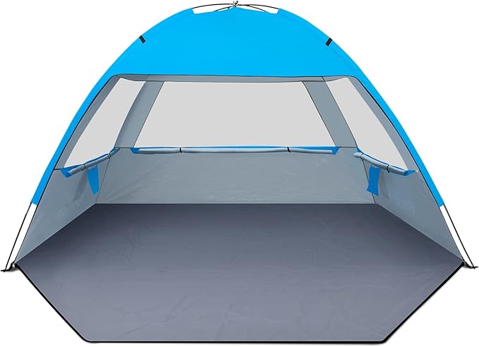 Gorich Beach Tent Sun Shelter for 3/4/6/8/10 Person with UPF 50＋ UV Protection, Lightweight & Easy Setup Beach Shade Canop...