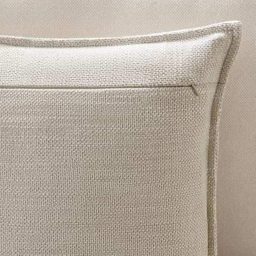 Meekio Set of 2 Linen Beige Pillow Covers 18x18, Linen Look Throw Pillow Covers with Flange Edge for Sofa Couch Living Décor