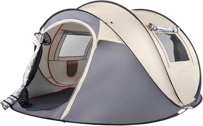 4 Person Easy Pop Up Tent for Camping,Waterproof Automatic Setup 2 Doors-Instant Family Tents with Vestibule & Porch, Larg...
