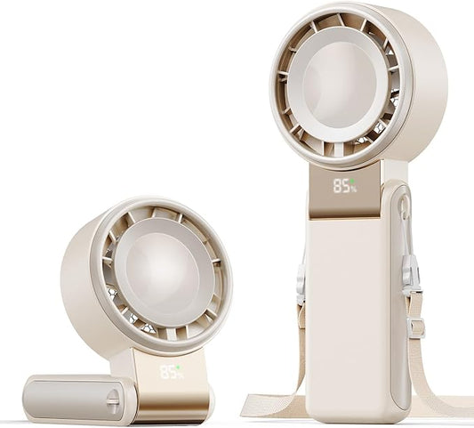 SHEWIND Portable Handheld Mini Fan for Women - 4000mAh Rechargeable, 5 Speeds, 20H Max, Folding Travel Turbo Fan with LED ...