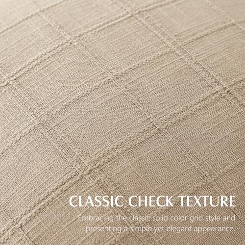 Foindtower Set of 1 Decorative Linen Check Throw Pillow Cover Neutral Farmhouse Lumbar Cushion Cover Soild Modern Coastal ...