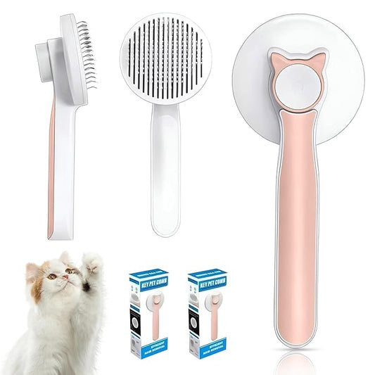 Pet Grooming Brush, Self Cleaning Slicker Brush for Dogs Cats, Gently Removes Loose Undercoat, Mats Tangled Hair, for Pet ...