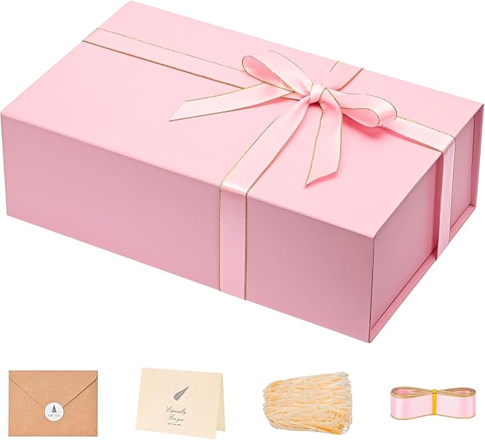 LIFELUM Pink Gift Box 13.85'' x 8.35'' x 4.45'' Gift for Mother's Gifts Large Gifts Boxes for Presents Birthday Magnetic B...