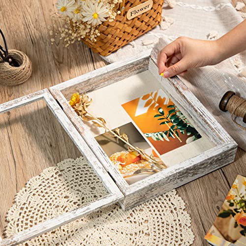 Califortree 8x10 Shadow Box Frame with Linen Back - Real Glass, Push Pins Included, Sturdy Rustic Memory Display Case, Fit...