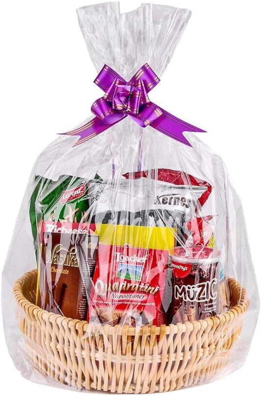 Awpeye 20 Pack Clear Basket Bags 24"x30", Large Cellophane Gift Bags, Fit up to 13.5" Round or 10" Square Baskets, 2 Mil T...