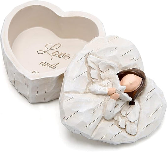 Hodao Angle Figurines Keepsake Box Decorations For Home Living Room Table Sculpted Hand-Painted Memorial Keepsake Box Love...