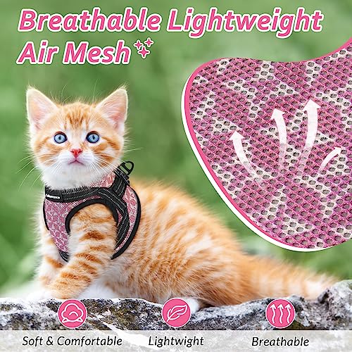 CatRomance Cat Harness and Leash Escape Proof for Walking, Safe Adjustable Large Kitten Vest Set with Reflective Strip for...
