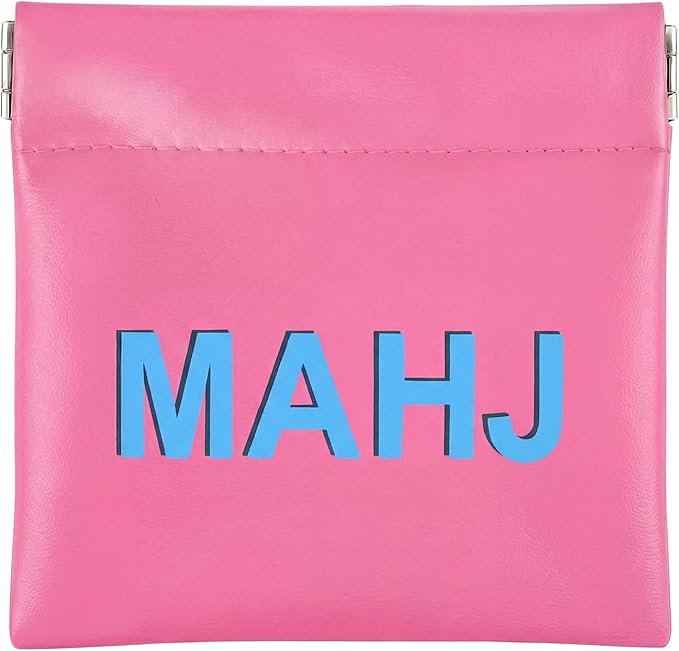Sunnymove Mahjong Dice Bags 3.8 x 3.9 in PU Squeeze Mahjong Pouch Mini Dice Coin Tiles Purse for Board Game Party Travel(P...