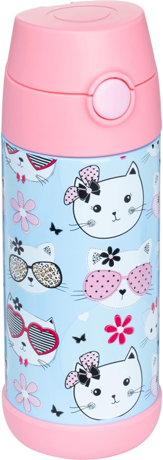 Snug Insulated Kids Water Bottle with Straw & Spout – Double-Wall Stainless Steel, Leakproof, Easy-Flip Lid – For School, ...