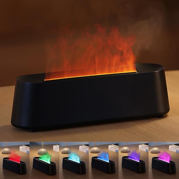 YALEDI Essential Oil Diffuser, Fireplace Flame Fire Oil Diffuser, 250ml Cool Mist Aromatherapy Humidifier, Scent Diffuser ...