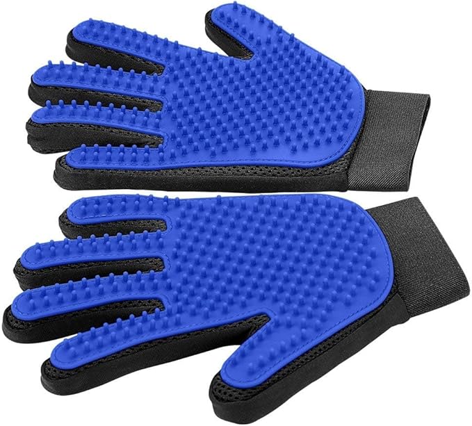 Upgrade Efficient Pet Hair Remover Gloves - Gentle Shedding Brushes for Dogs, Cats & Horses with Long and Short Hair - 1 P...