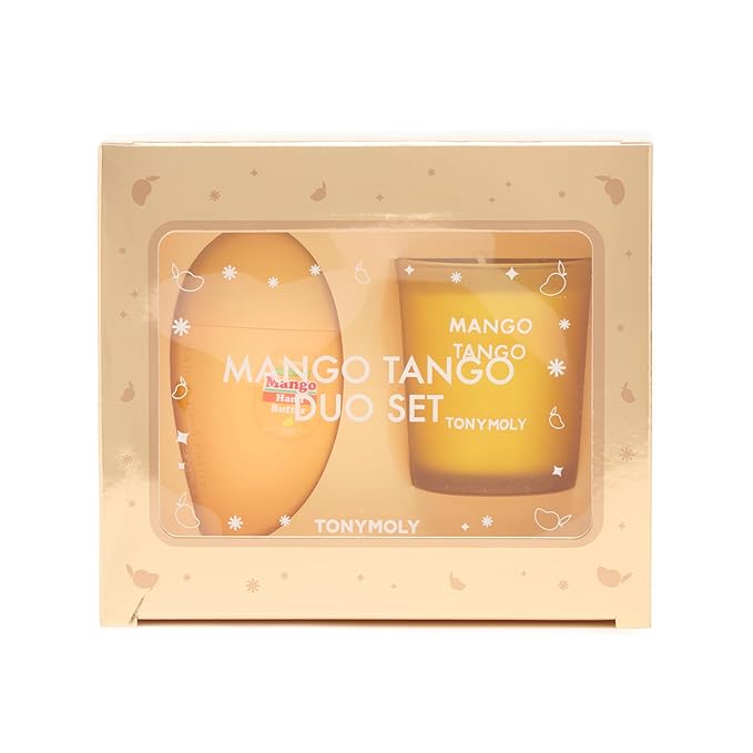 TONYMOLY Mango Tango Duo Gift Set – Nourishing Mango Hand Butter with Shea Butter & Oils + Mango Scented Candle, Hydrating...
