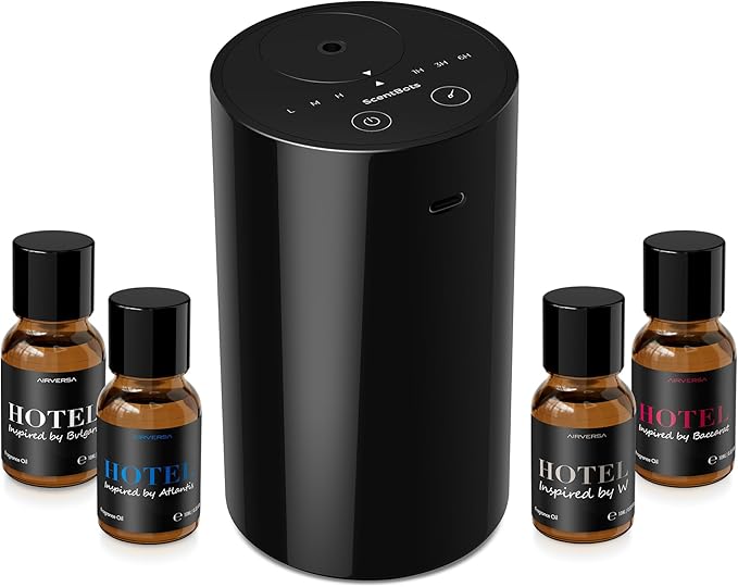 Scentbots Waterless Essential Oil Diffuser Starter Kit, Battery Operated Mini Scent Air Machine Portable Diffuser for Home...