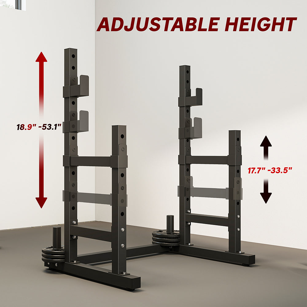 Adjustable Squat Rack, 660lbs Multi-Functional Bench Press Rack Wide H-shaped Base For Weight Lifting Home Gym Strength Training
