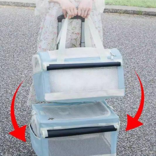 Multi Pet Carrier Double Decker 4 Wheel Trolley For Cats And Small Dogs Detachable Carriers Retractable Long Handle