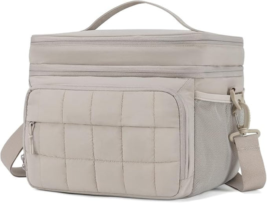 Puffer Cooler Bag 32 Cans Insulated Soft Sided Cooler Double Deck Collapsible Lunch Box for Picnic, Beach, Hiking, Campin...