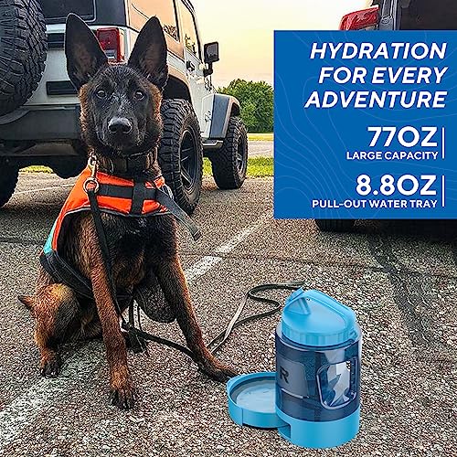 Dog Water Bowl Dispenser 77oz, Large Pet Dog Water Bottle Portable with Pull-Out Travel Water Bowl for Dogs, Portable Wate...