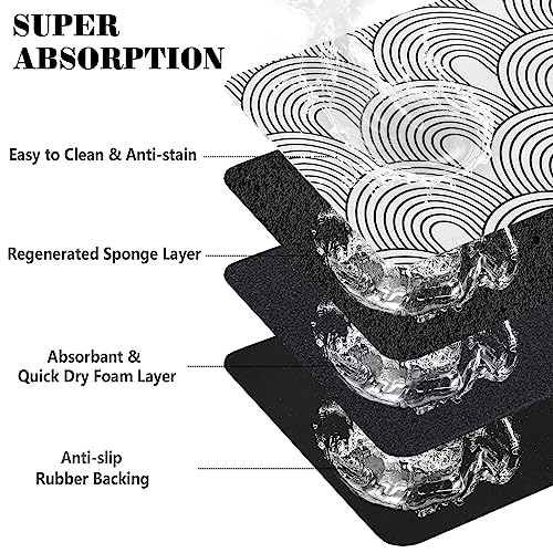 Dog Food Mats for Floors Absorbent, Pet Cat Food Mat - Quick Dry Dog Bowl Mats for Food and Water, Eco-Friendly Boho Pet S...