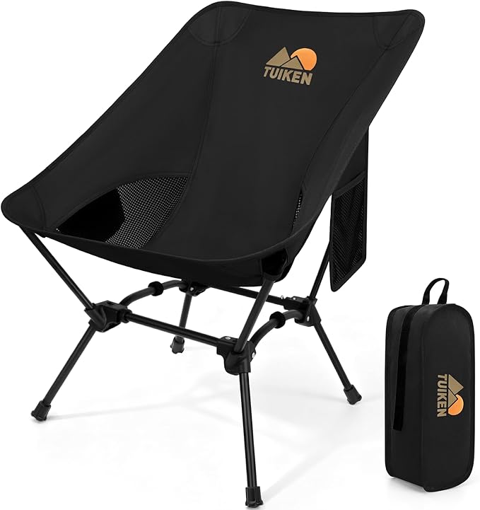 TUIKEN Ultralight Camping Chair Backpacking Chair, Portable Camp Chair with Cup Holder & Storage Bag, Lightweight Compact ...