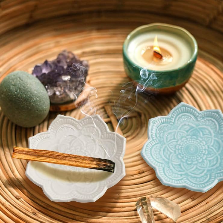 Jewelry Dish Tray Ring Dish Ceramic Tray Mandala Flower Shape Trinket Plate Jewelry Organizer Dish