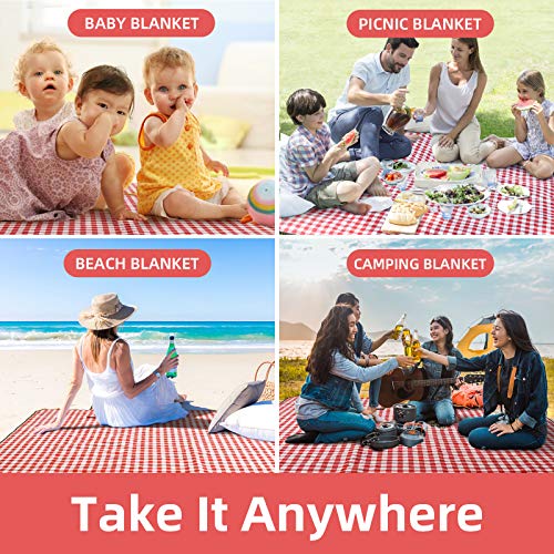 ZAZE Picnic Blanket Extra Large Waterproof, 80''x80''Checkered Picnic Blankets Beach, Outdoor, Camping on Grass Accessorie...