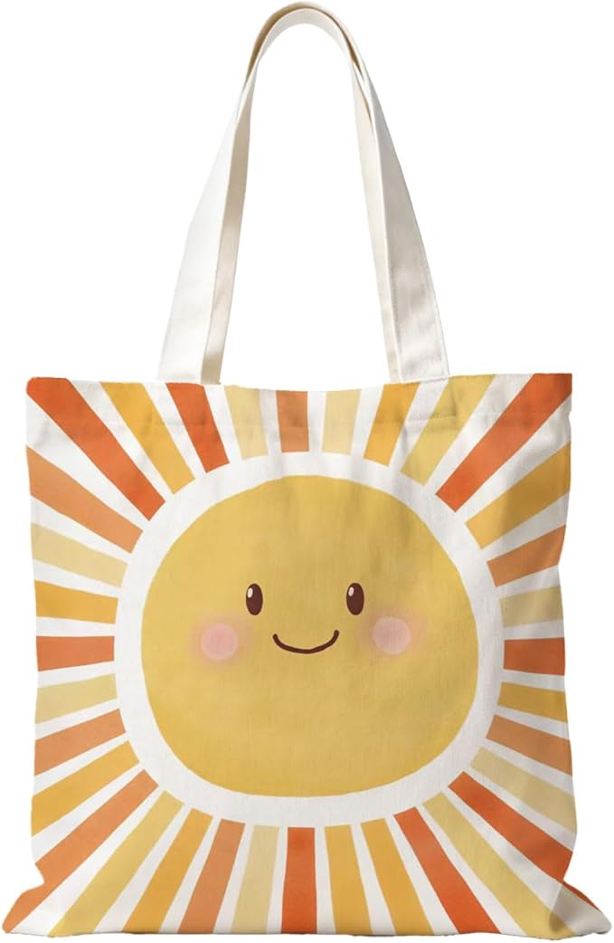 YRDBGHZDF Boho Sun Sunshine Tote Bag, Colorful Canvas Tote Bags, Reusable Grocery Shopping Bag