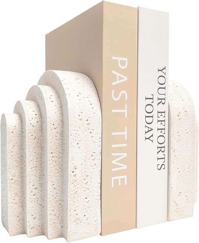 Heavy Duty Book Ends for Shelves, Decorative Book Stopper for Shelves, Resin Decor Bookends for Heavy Books, Modern Home D...
