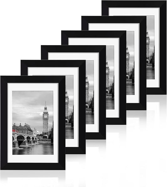 Fixwal 5x7 Picture Frame Set of 6 with Shatter Resistant Plastic Glass, Thin Border and Light Weight Photo Frames for Wall...
