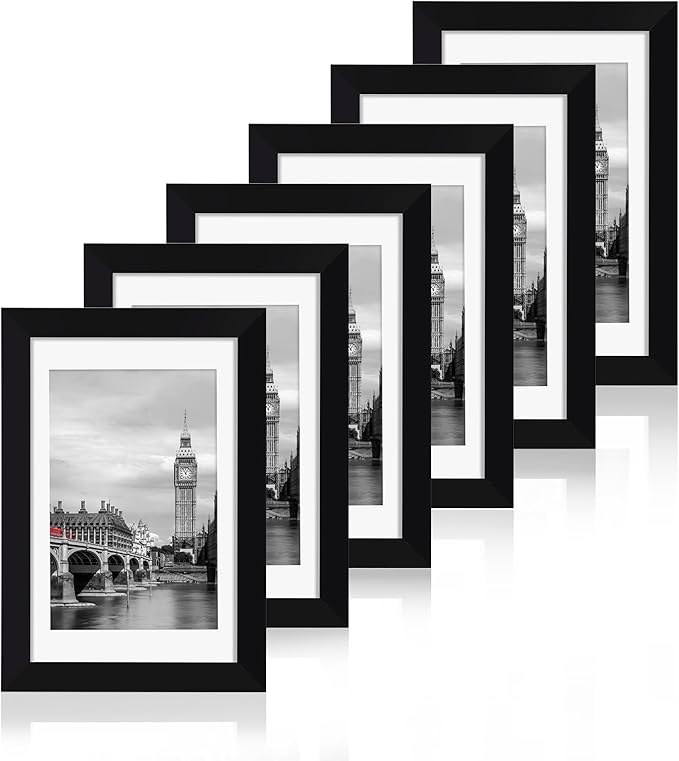 Fixwal 5x7 Picture Frame Set of 6 with Shatter Resistant Plastic Glass, Thin Border and Light Weight Photo Frames for Wall...