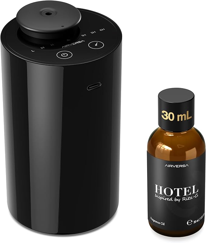 Airversa Waterless Essential Oil Diffuser Starter Kit with 30mL Hotel Fragrance Oil Inspired by Ritz-C., Battery Operated ...