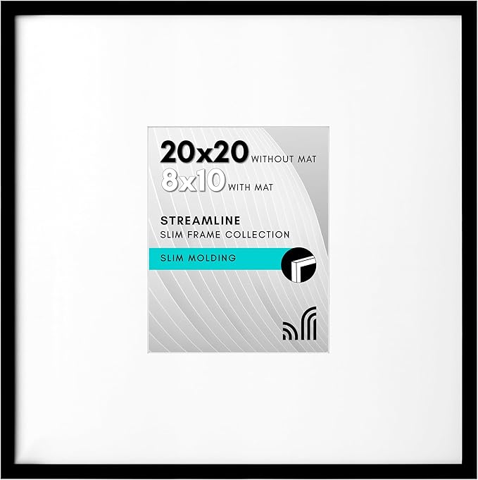 Americanflat 20x20 Picture Frame with Polished Plexiglass - Use as 8x10 Frame with Mat or Display 20x20 Photo Without Mat...